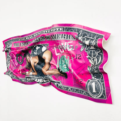 Tableau froissé - Billet de 1$ Kate Moss - Luxartis